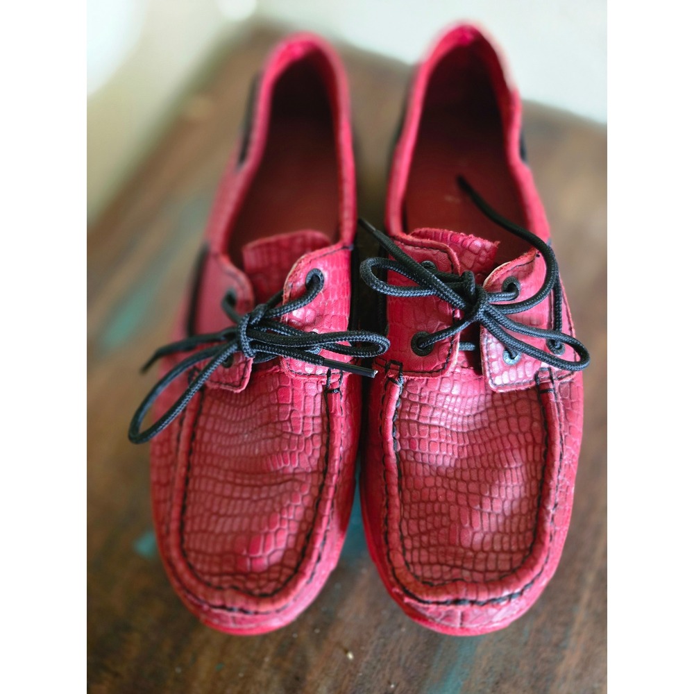Twisted X Red Crocodile Embossed Leather Driving Mocs Shoes SMUWDM08 Womens 8.5M